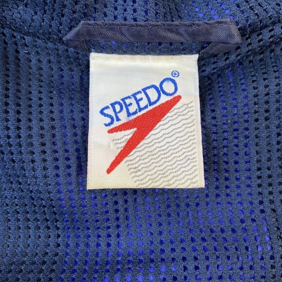 Speedo Windbreaker Jacket Men's Sz Medium Blue Nylon Hooded Full-Zip Long Sleeve - Picture 2 of 9